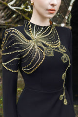 embroidered peplum column gown – Dalee