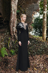 illusion neckline gown with embellished shoulder – Polee