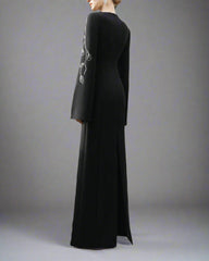 Embellished Column Dress with Cape Sleeves - Marina