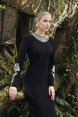 embellished neckline and cuff gown – Tolreel