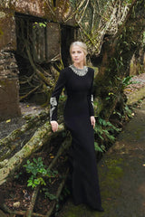 embellished neckline and cuff gown – Tolreel