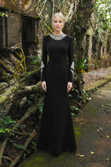 embellished neckline and cuff gown – Tolreel