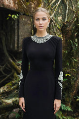embellished neckline and cuff gown – Tolreel