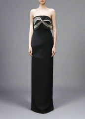 Strapless Column Dress with Embellished Cape - AURA
