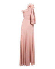 one-shoulder draped gown with voluminous sleeve – Loviee