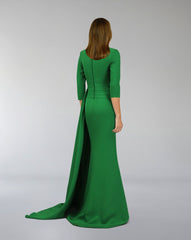 Tailored Blazer dress with pleated waistband and train - OLENO
