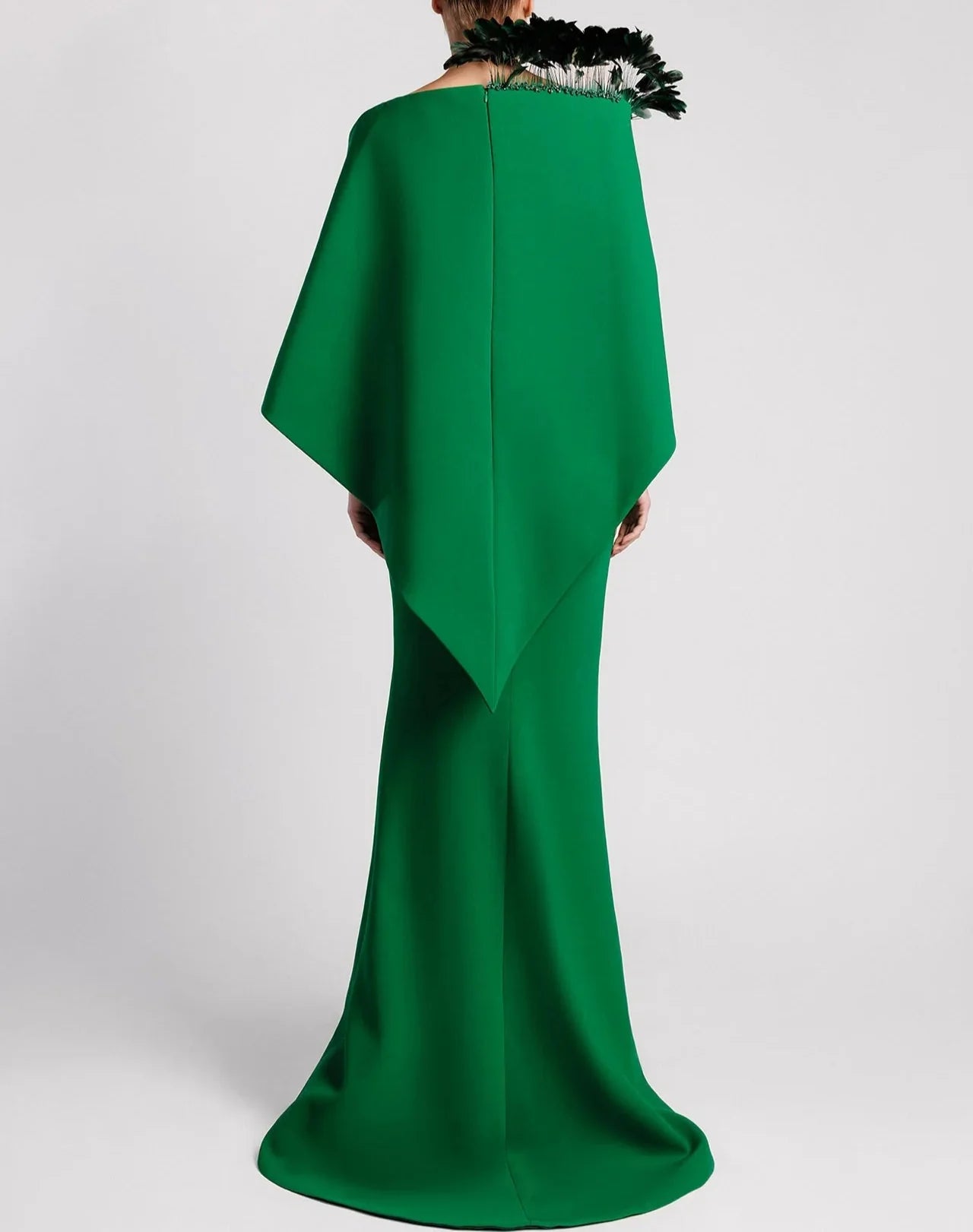 Sleeveless mermaid gown with structured cape sleeves – VERDI