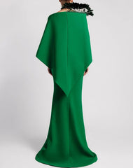 Sleeveless mermaid gown with structured cape sleeves – VERDI