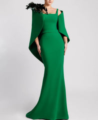 Sleeveless mermaid gown with structured cape sleeves – VERDI