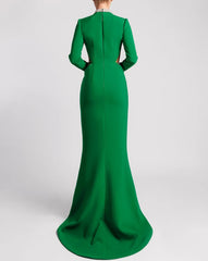 Long-sleeve column dress with embellished cutout sides – EMOR
