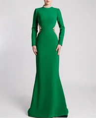 Long-sleeve column dress with embellished cutout sides – EMOR