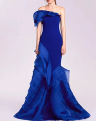 Strapless Mermaid Gown with Cascading Ruffles - AZIRE