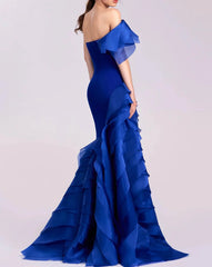 Strapless Mermaid Gown with Cascading Ruffles - AZIRE