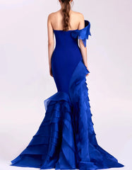 Strapless Mermaid Gown with Cascading Ruffles - AZIRE
