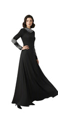 embellished neckline and cuff gown – Tolreel