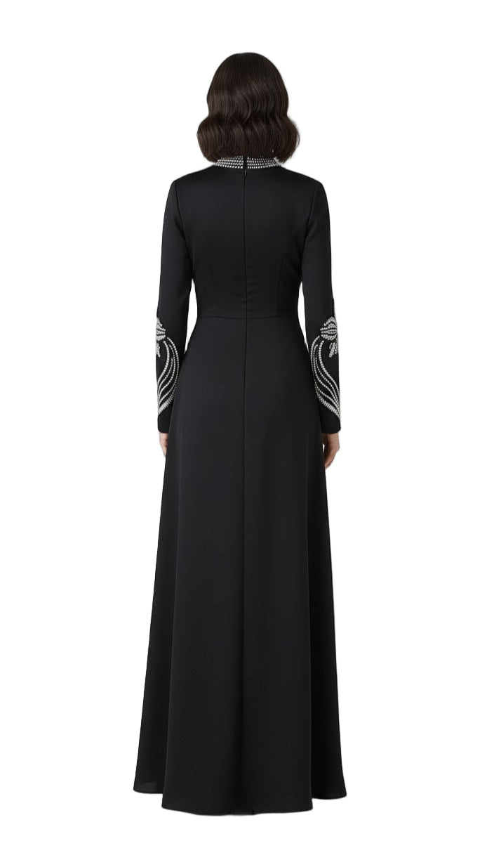 embellished neckline and cuff gown – Tolreel