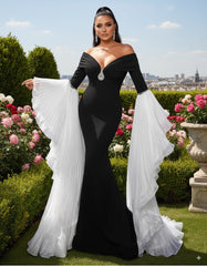 off-shoulder mermaid gown with dramatic pleated sleeves – Sherrey