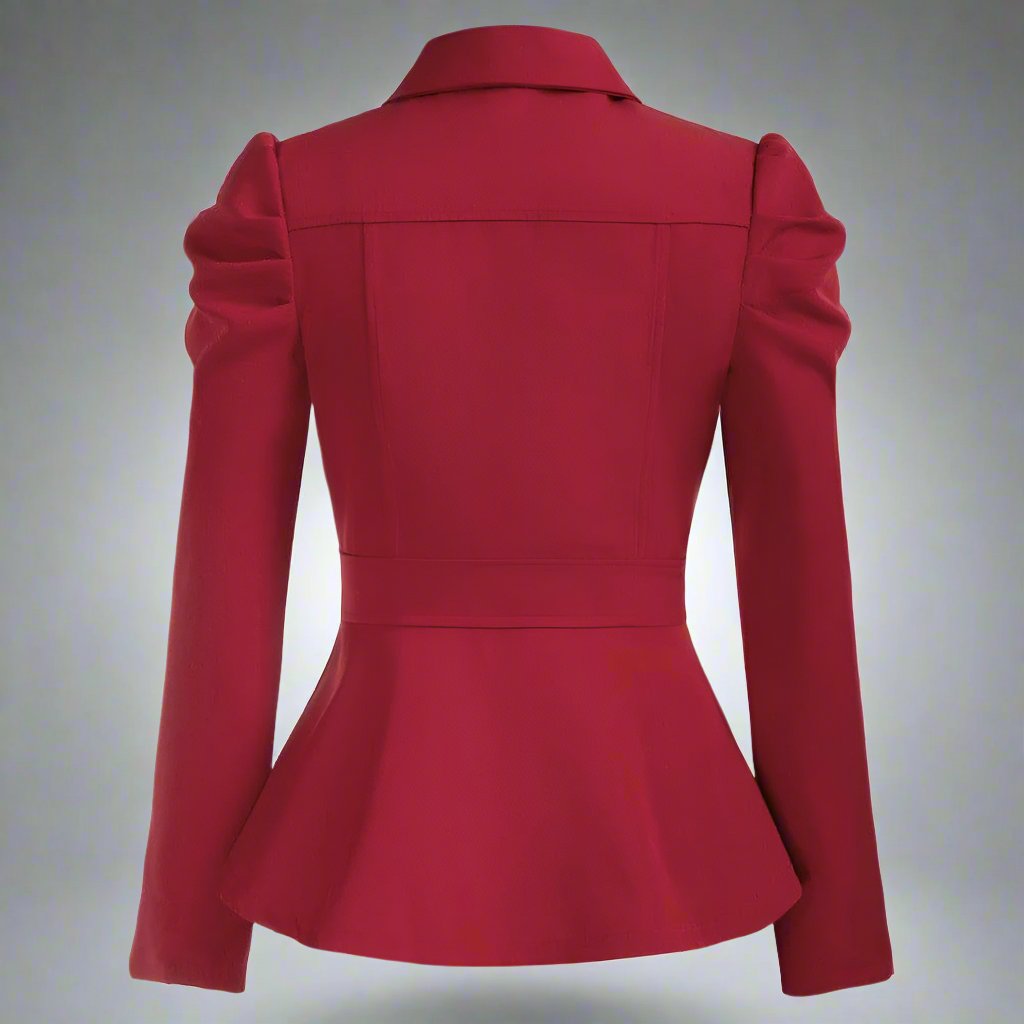 long-sleeve tailored peplum jacket with gold buttons - Aafiynt