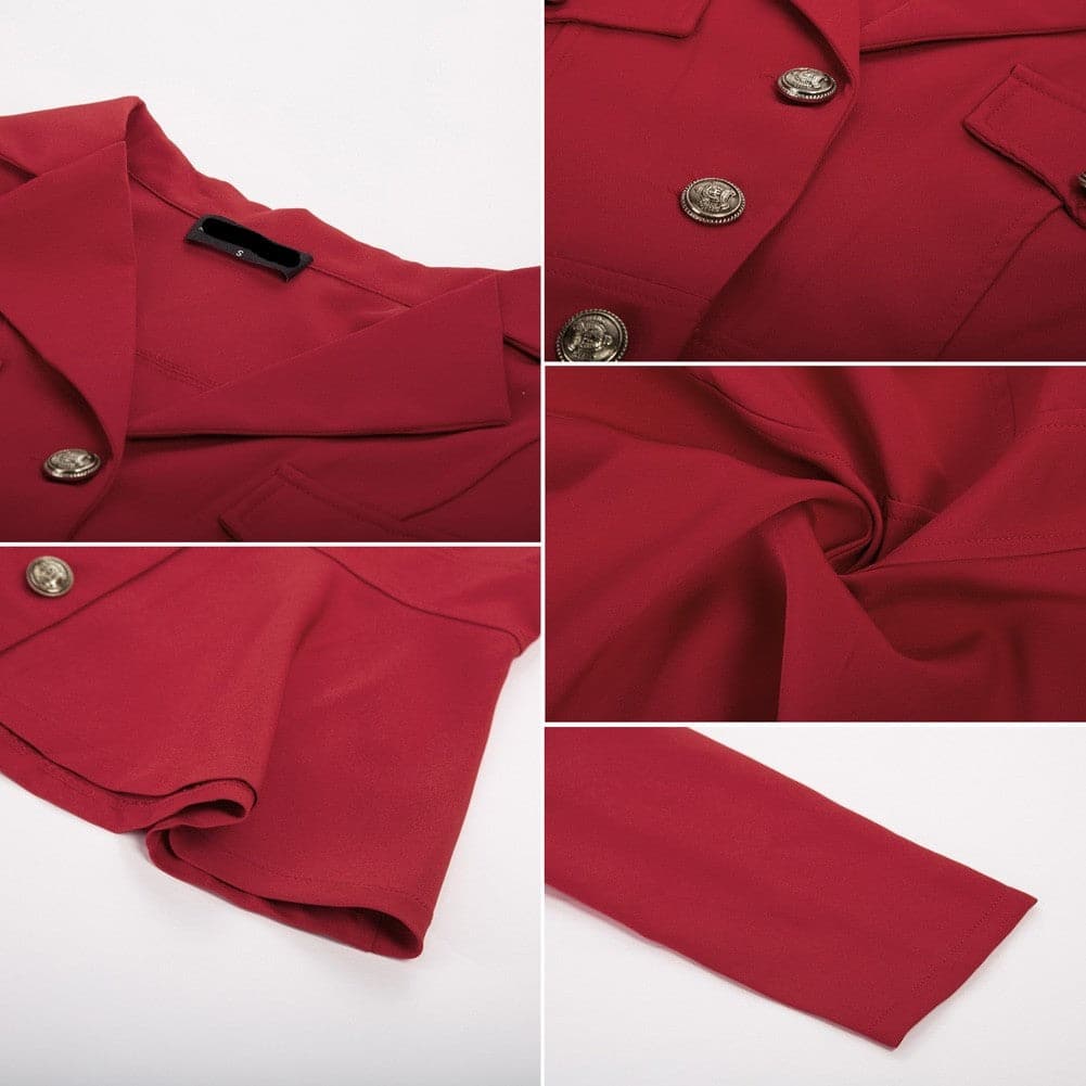 long-sleeve tailored peplum jacket with gold buttons - Aafiynt