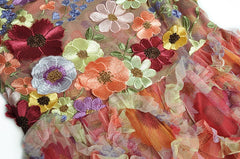 floral appliqué ruffle tulle gown – Adaline
