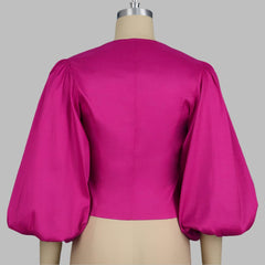 puff sleeve cropped blouse with double-breasted buttons - MartinL