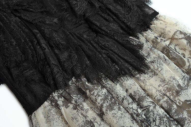 lace yoke maxi dress with ruffled tulle cape – Abygail