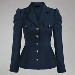 long-sleeve tailored peplum jacket with gold buttons - Aafiynt