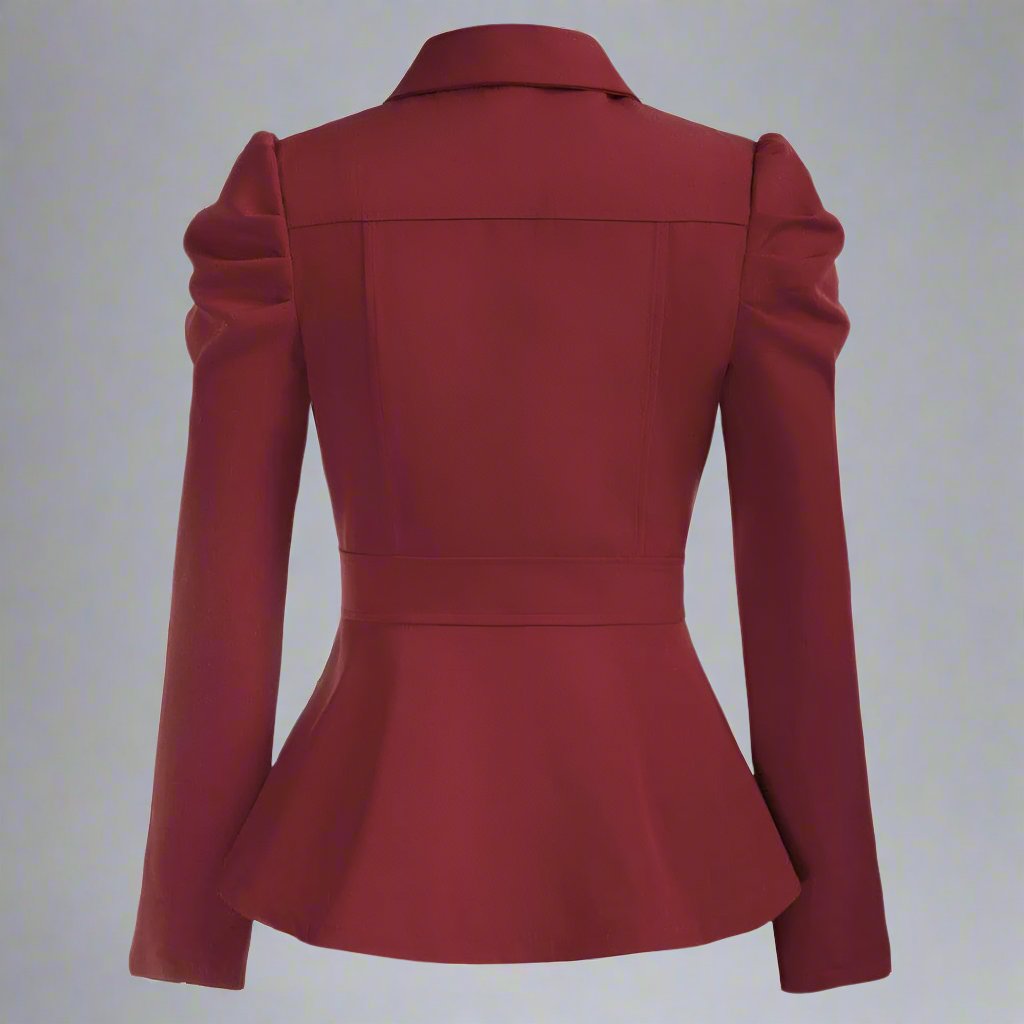 long-sleeve tailored peplum jacket with gold buttons - Aafiynt