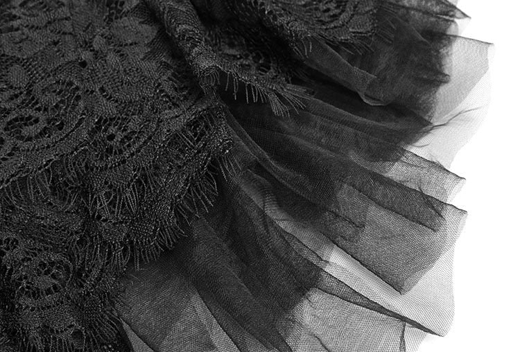 lace yoke maxi dress with ruffled tulle cape – Abygail