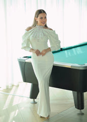 strapless beaded dress with little tail - ZOSIA