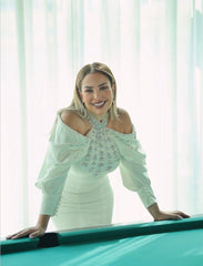 strapless beaded dress with little tail - ZOSIA