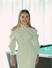 strapless beaded dress with little tail - ZOSIA