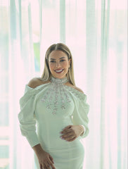 strapless beaded dress with little tail - ZOSIA