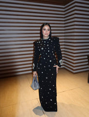 embellished long-sleeve gown with crystal accents – Joreen