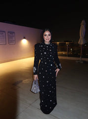 embellished long-sleeve gown with crystal accents – Joreen