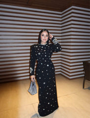 embellished long-sleeve gown with crystal accents – Joreen