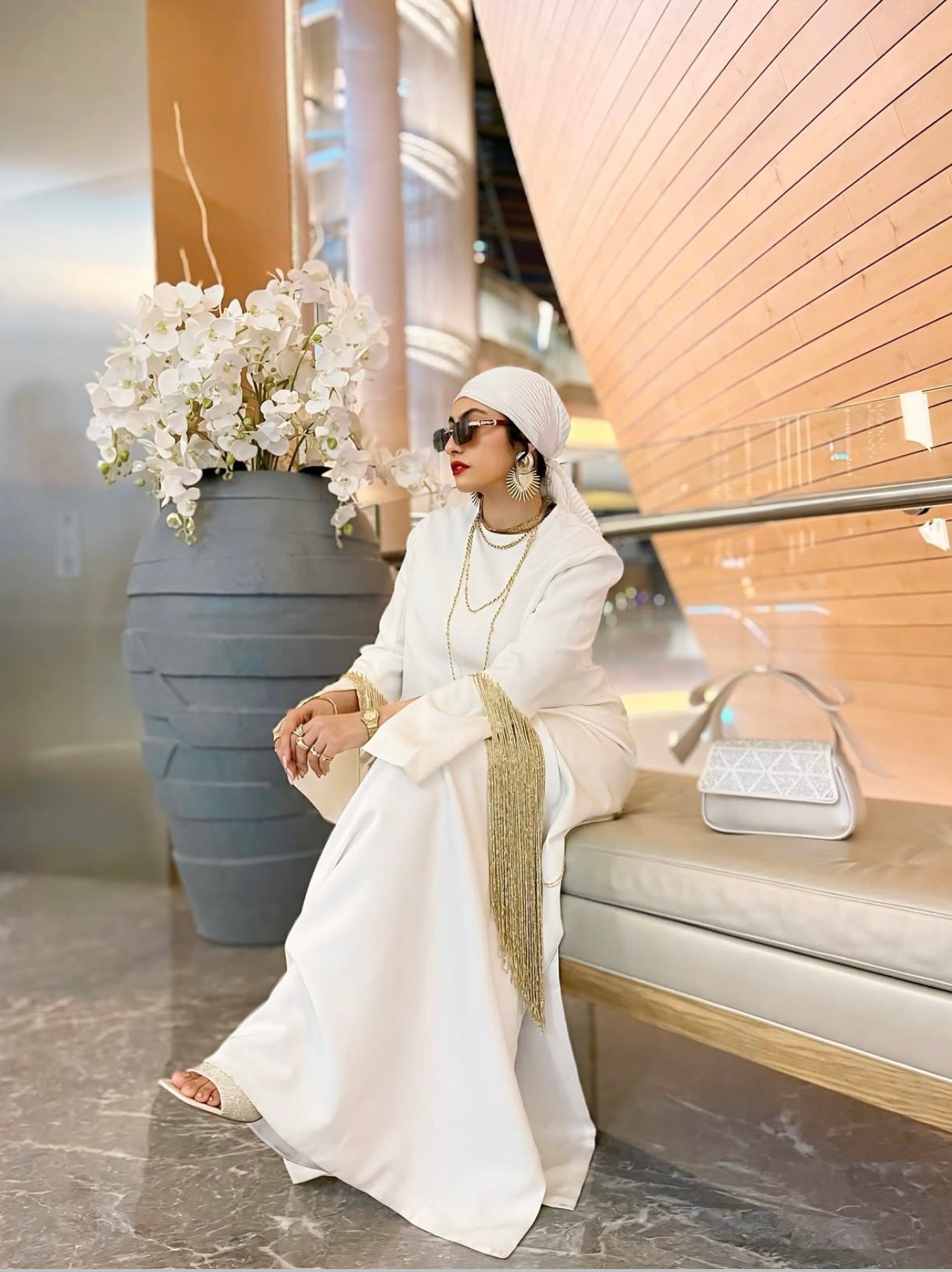 Loose dress with beaded sleeves - ZAYDIN