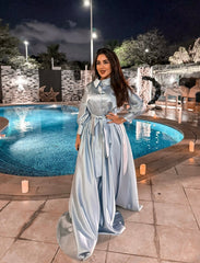 Belted shirt dress with puffed sleeves - VIOLETTA