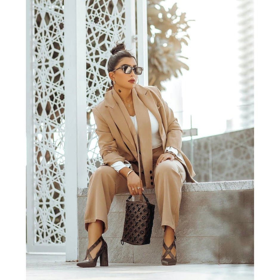 belted double-breasted tailored pantsuit - Wangai