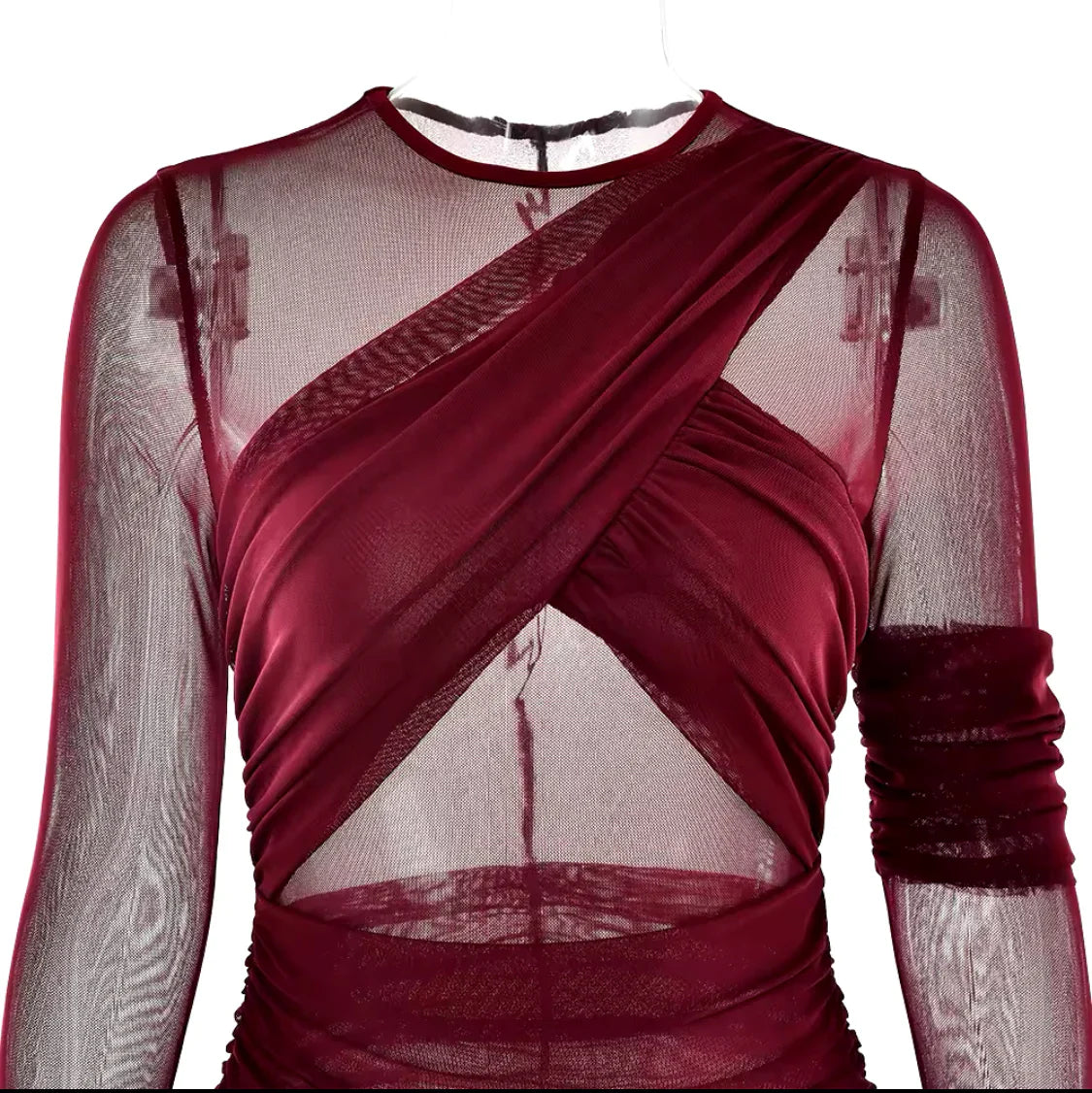 sheer panel ruched gown – Govana