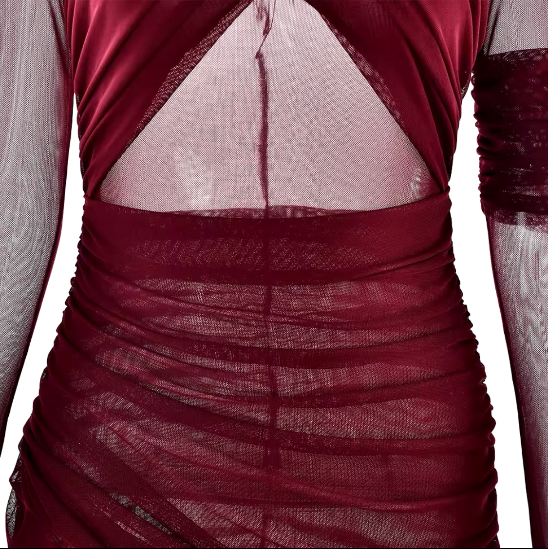 sheer panel ruched gown – Govana