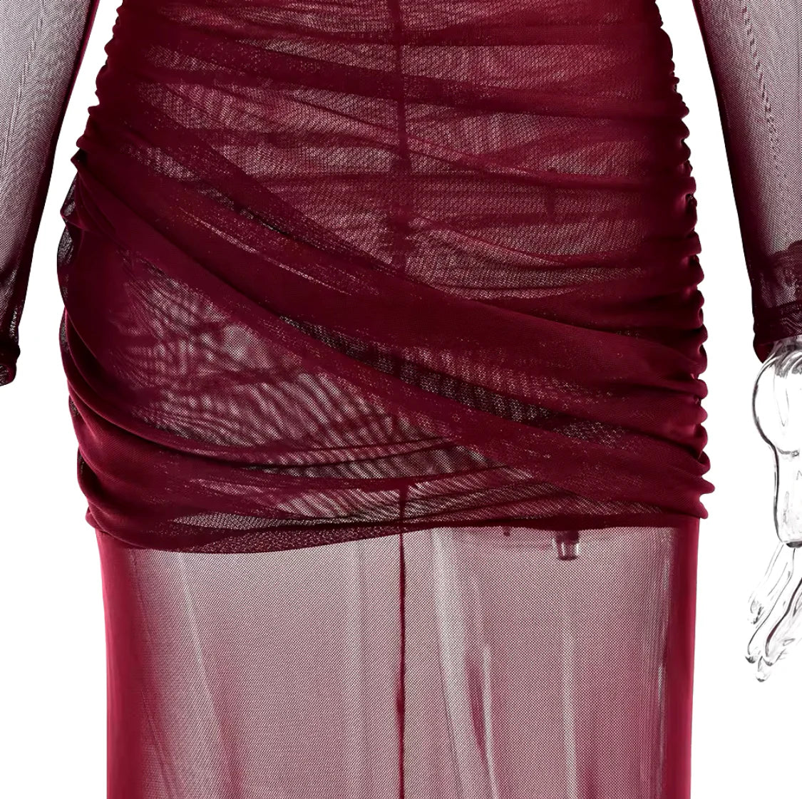 sheer panel ruched gown – Govana