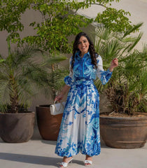 long-sleeve printed chiffon shirt and wide-leg pants set - Phoenix