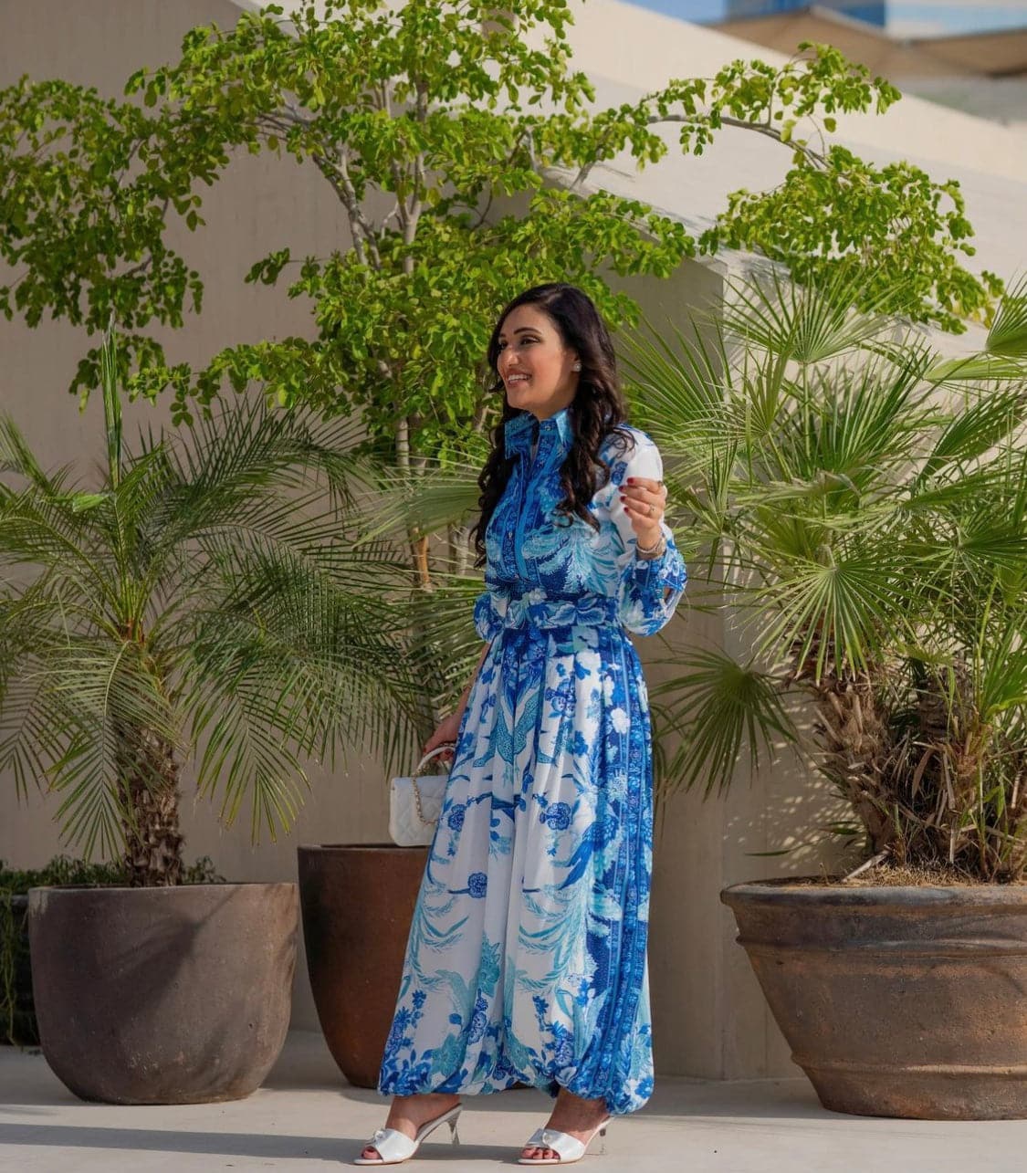 long-sleeve printed chiffon shirt and wide-leg pants set - Phoenix