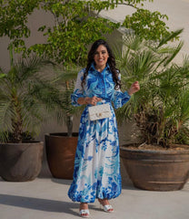 long-sleeve printed chiffon shirt and wide-leg pants set - Phoenix