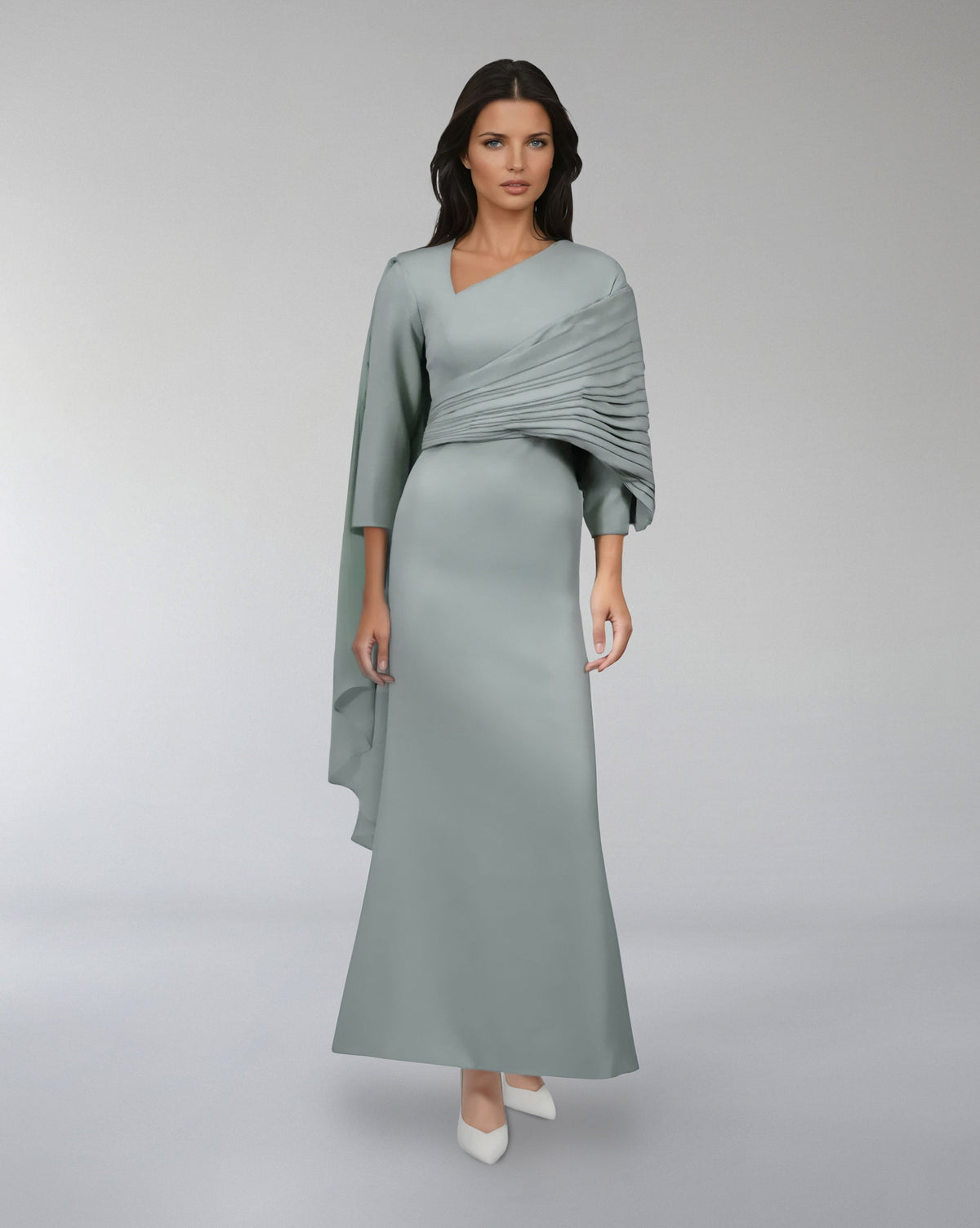 Asymmetrical Draped Sleeve Gown – SELE