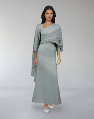 Asymmetrical Draped Sleeve Gown – SELE