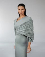 Asymmetrical Draped Sleeve Gown – SELE
