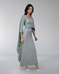 Asymmetrical Draped Sleeve Gown – SELE