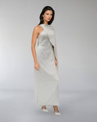 Strapless Sequined Column Dress with Draped Cape – AUROOR